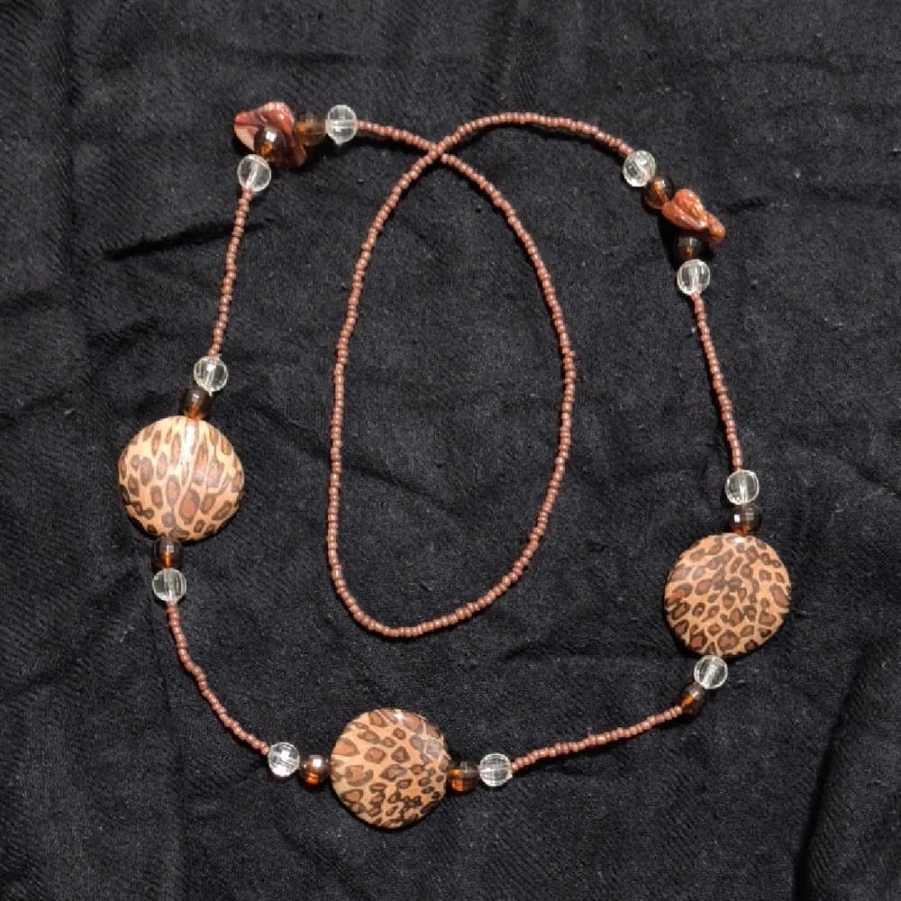 Leopard Print Beaded Necklace